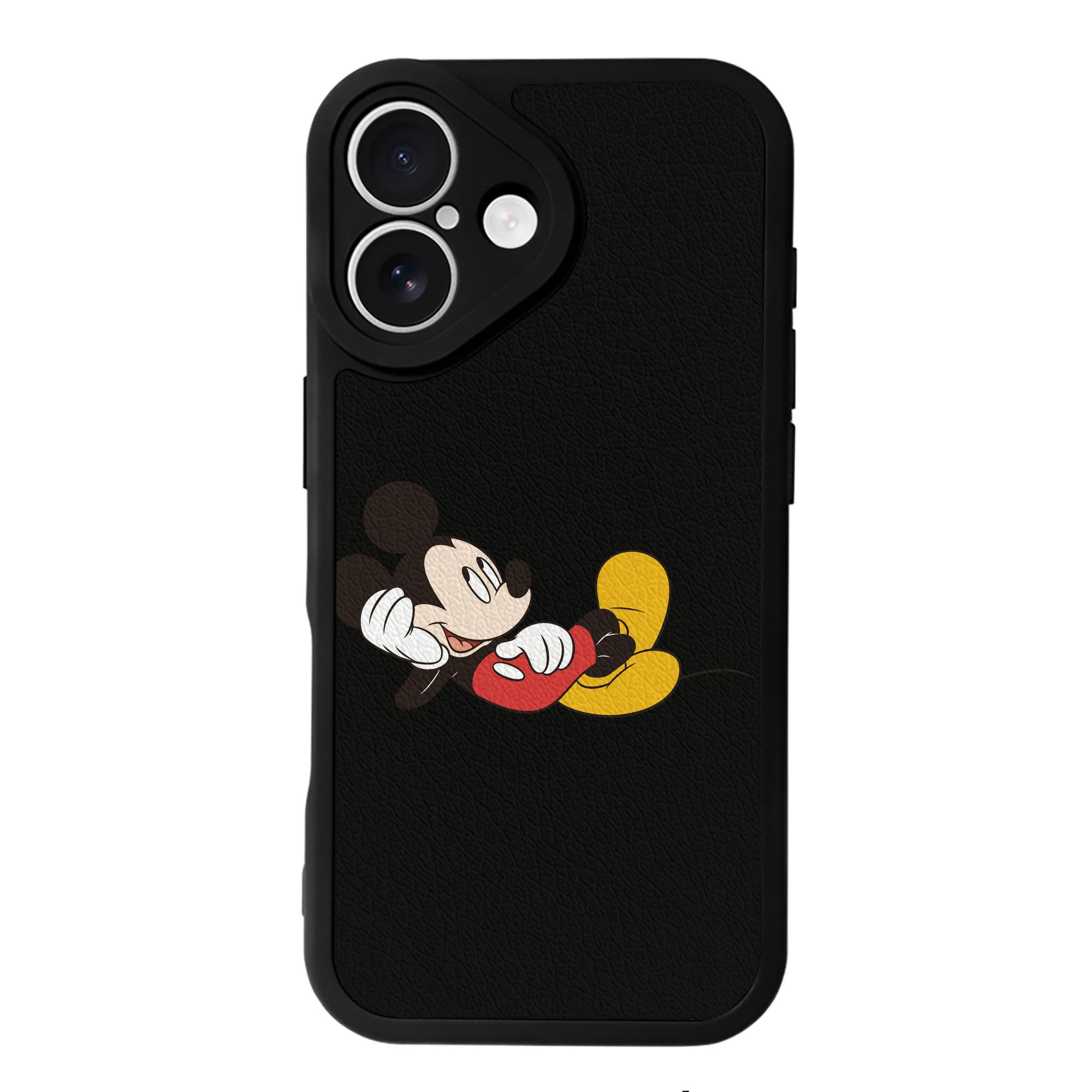 （画像用） ミッキーマウス Mickey Mouse 【iPhone 16シリーズ対応】シリコンスマホケース（レザー調） 材質：シリコン